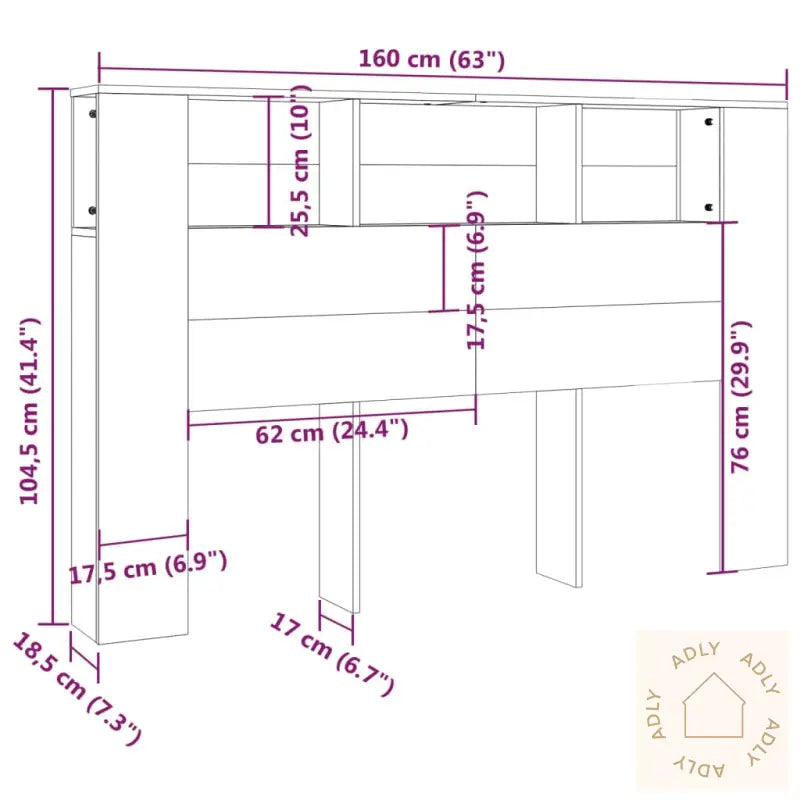 Sengegavlskap Grå Sonoma 160X18,5X104,5 Cm