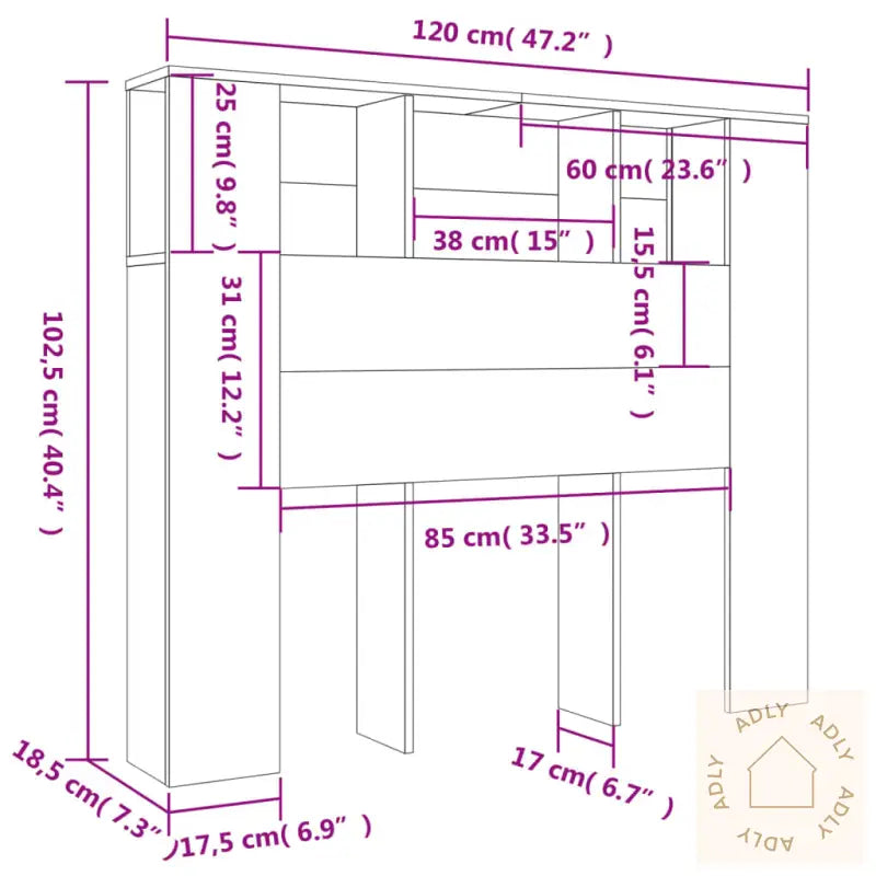 Sengegavlskap Sonoma Eik 120X18,5X102,5 Cm