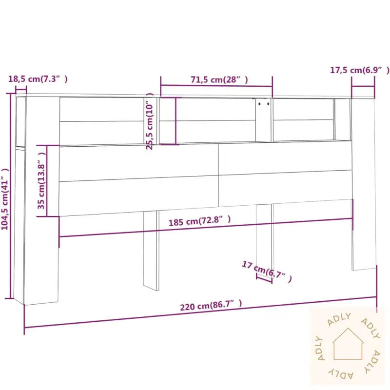 Sengegavlskap Svart 220X18,5X104,5 Cm