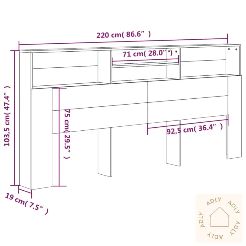 Sengegavlskap Svart 220X19X103,5 Cm