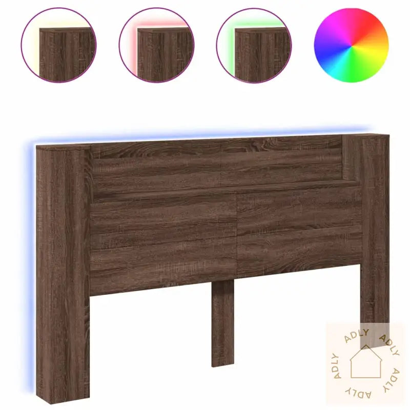 Hodegavl Skap Med Led Brun Eik 180X16,5X103,5 Cm