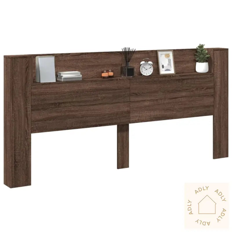 Hodegavl Skap Med Led Brun Eik 220X16,5X103,5 Cm