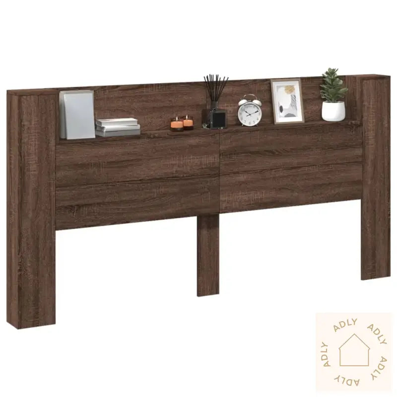 Hodegavl Skap Med Led Brun Eik 200X16,5X103,5 Cm