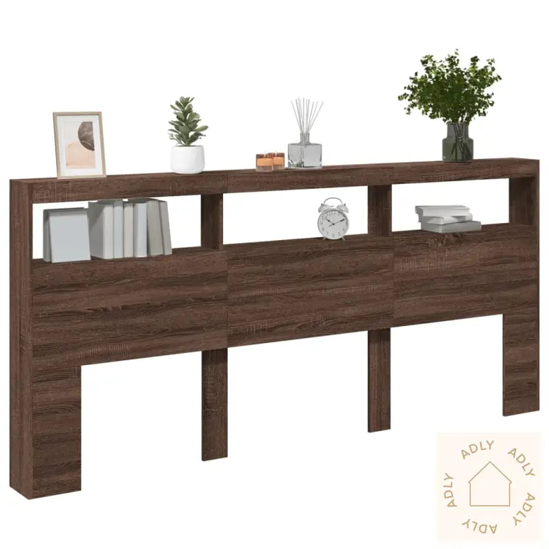 Hodegavl Skap Med Led Brun Eik 220X17X102 Cm