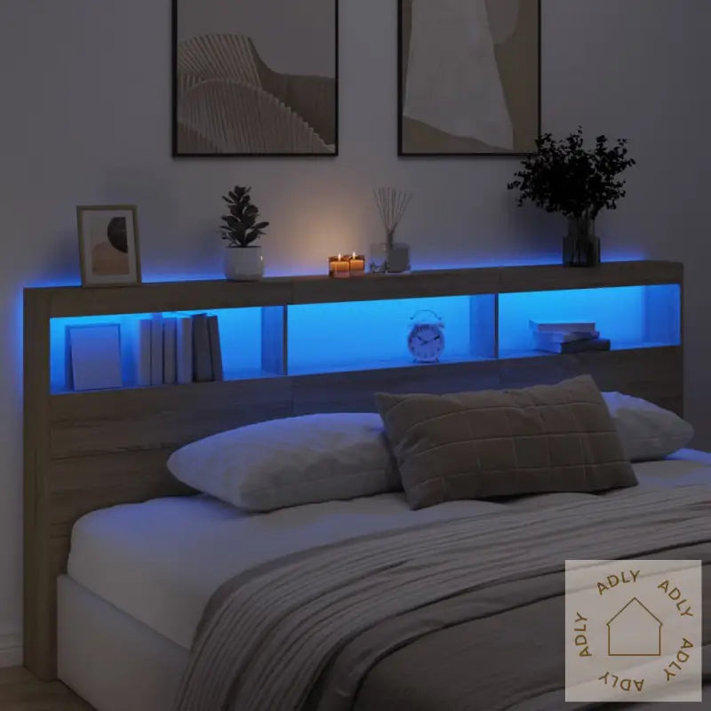 Hodegavl Skap Med Led Sonoma Eik 220X17X102 Cm
