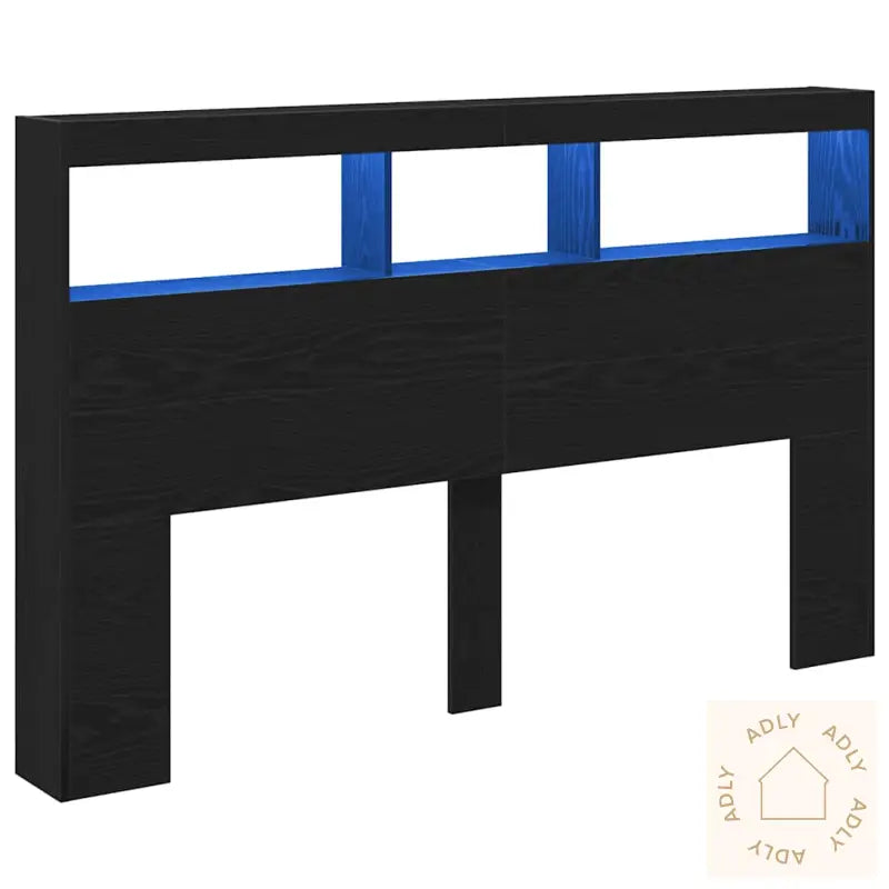 Hodegavl Skap Med Led Svart Eik 160X17X102 Cm
