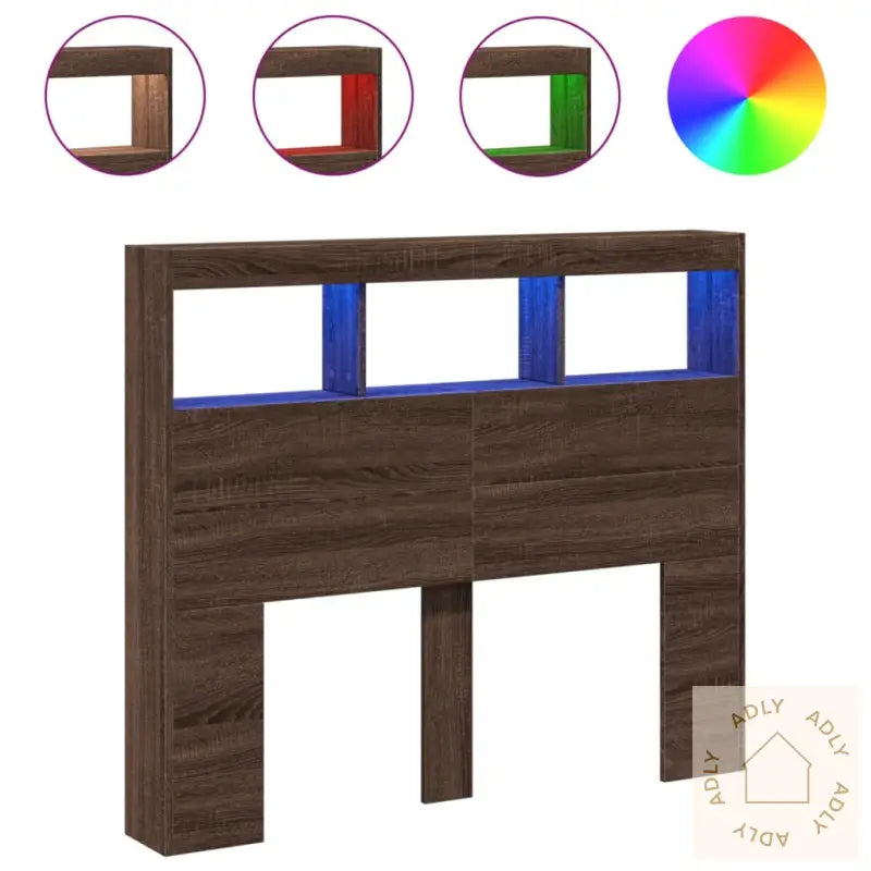 Hodegavl Skap Med Led Brun Eik 120X17X102 Cm