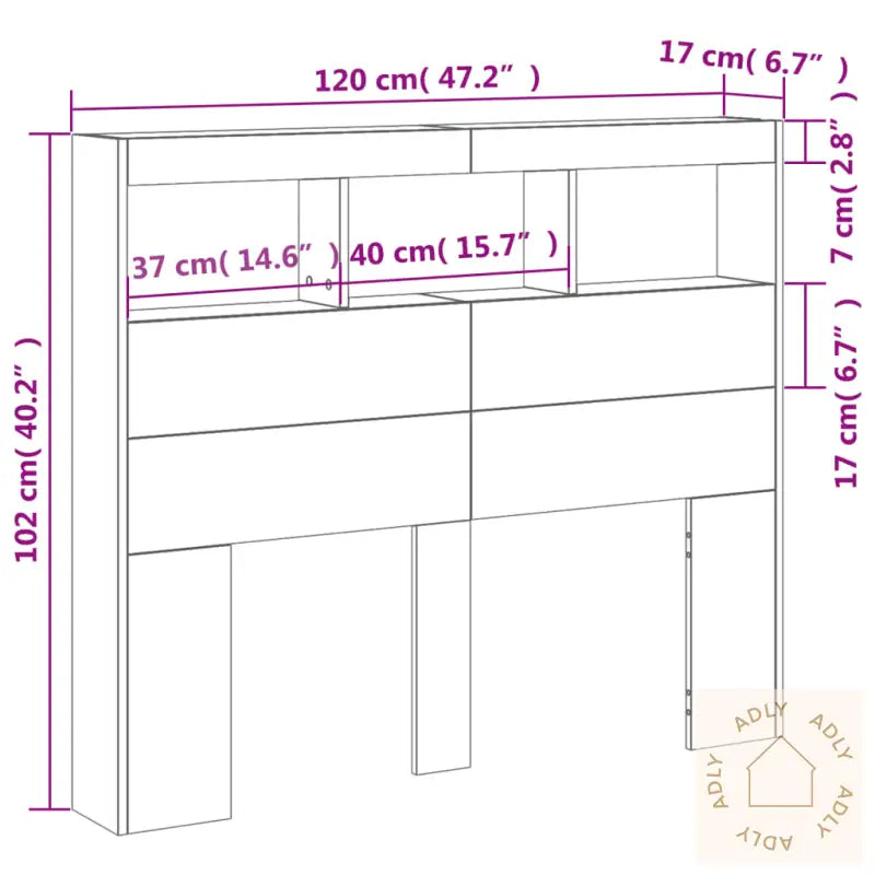 Hodegavl Skap Med Led Brun Eik 120X17X102 Cm