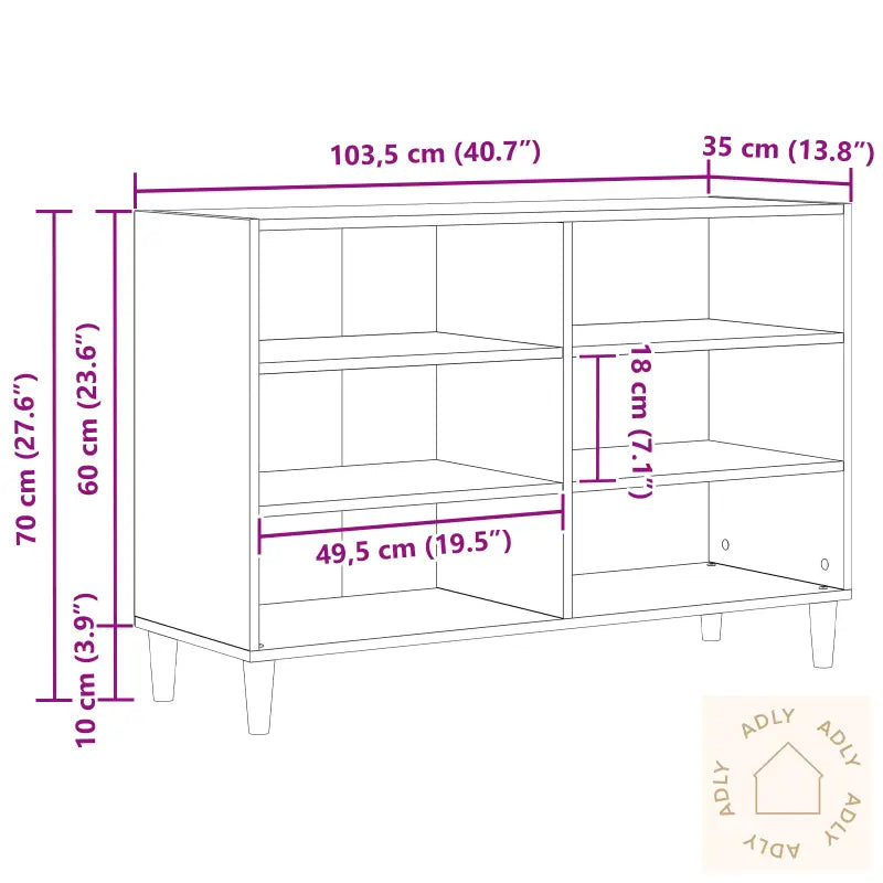Sideboard I Svart Eik 103,5X35X70 Cm Laget Av Tre