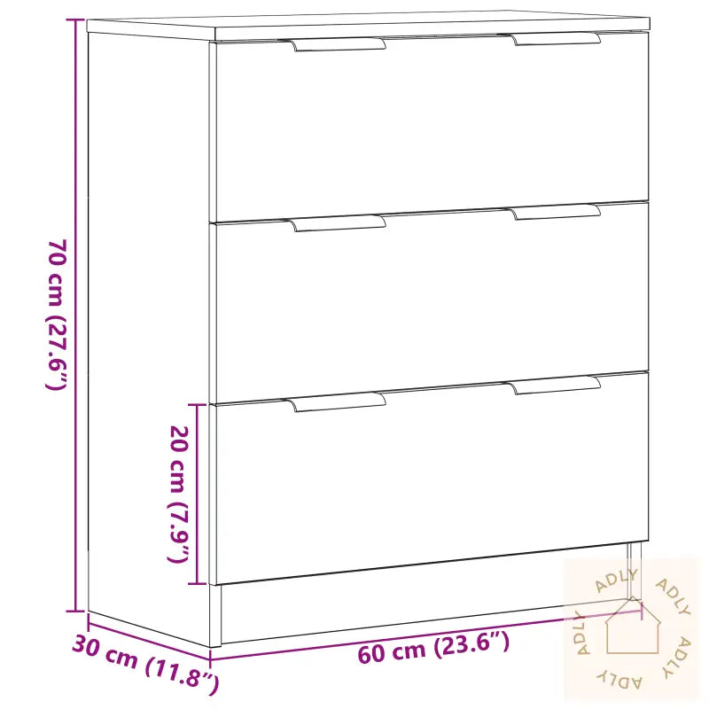 Svart Eik Skap 60X30X70 Cm Konstruert Tre