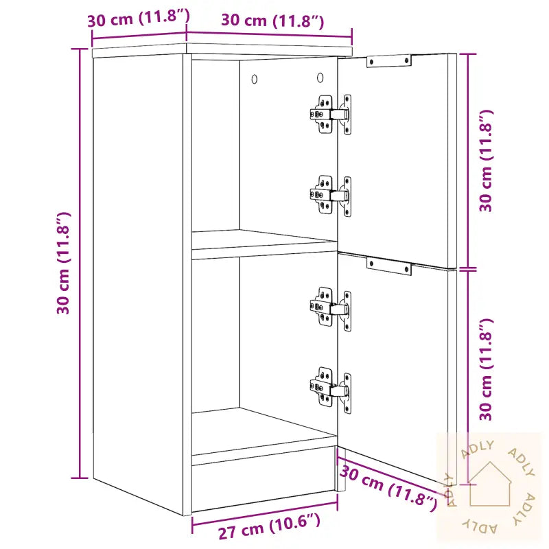 Svart Eik Sideboard - 30X30X70 Cm