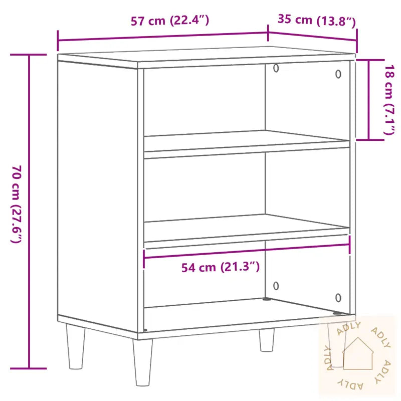 Sideboard I Svart Eik 57X35X70 Cm Laget Av Tre