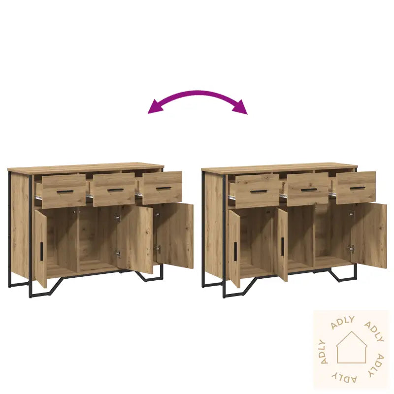 Sideboard Artisan Oak 97X32,5X74,5 Cm Konstruert Tre