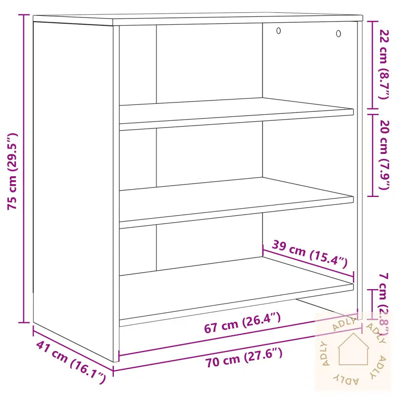 Sideboard Artisan Eik 70X41X75 Cm Konstruert Tre