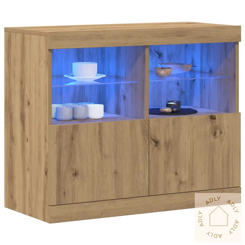 Sideboard Med Led-Lamper Artisan Oak 81X37X67 Cm