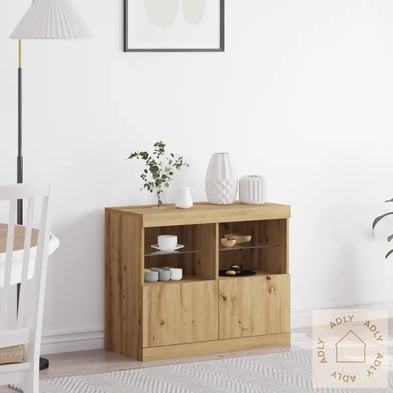 Sideboard Med Led-Lamper Artisan Oak 81X37X67 Cm