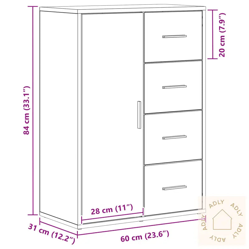 Sideboard Artisan Eik 60X31X84 Cm Konstruert Tre