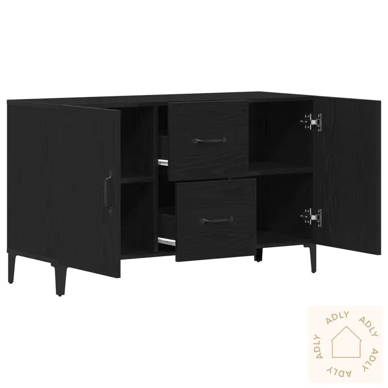 Sort Eik Sidebord - 100 X 36 X 60 Cm - Laget Av Konstruert Tre