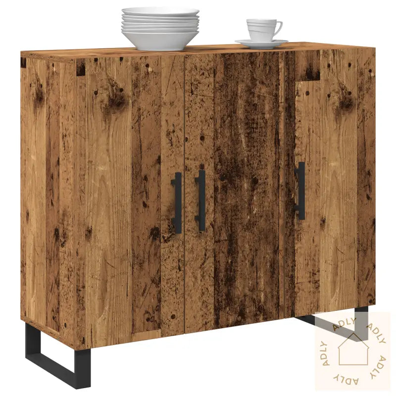 Sidebord Med 3 Dører Gamle Tre 90X34X80 Cm Ingeniørtre
