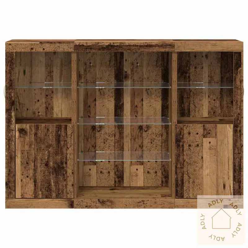 Sideboard Med Led-Lamper Gamle Tre 143 X 37 X 100 Cm Ingeniørtre