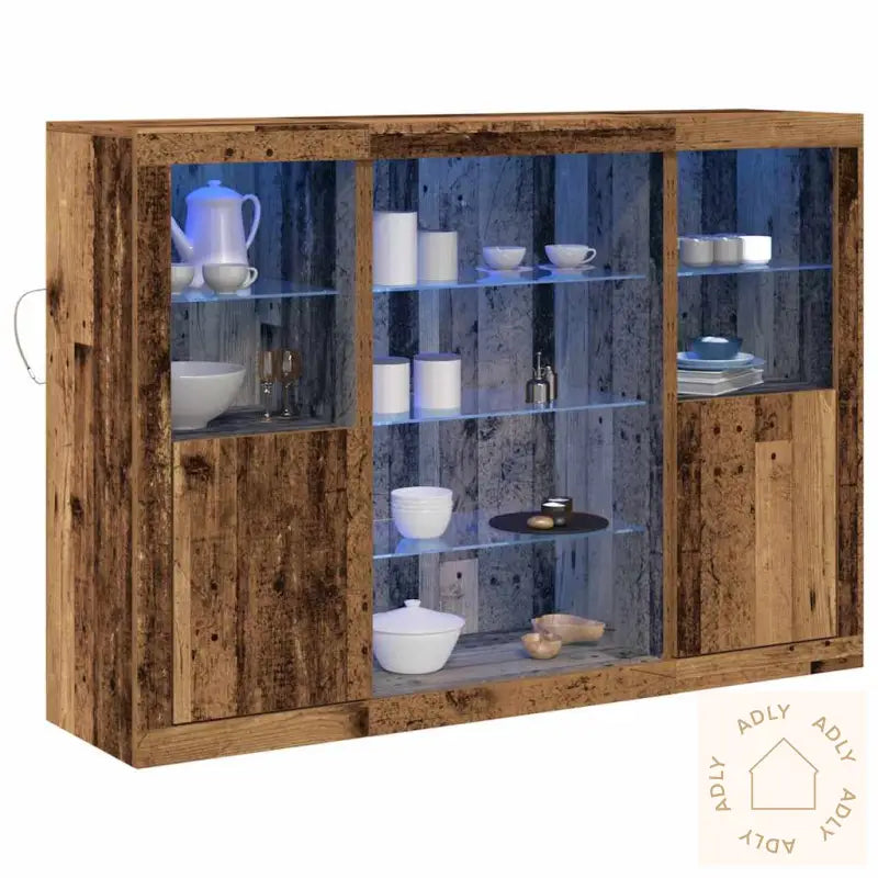 Sideboard Med Led-Lamper Gamle Tre 143 X 37 X 100 Cm Ingeniørtre