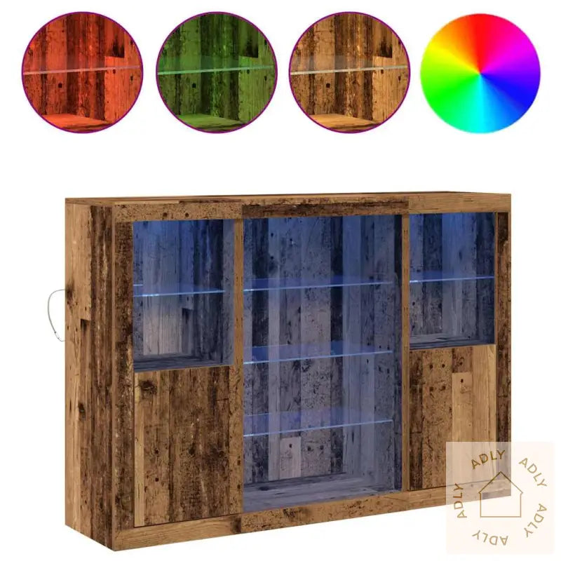 Sideboard Med Led-Lamper Gamle Tre 143 X 37 X 100 Cm Ingeniørtre
