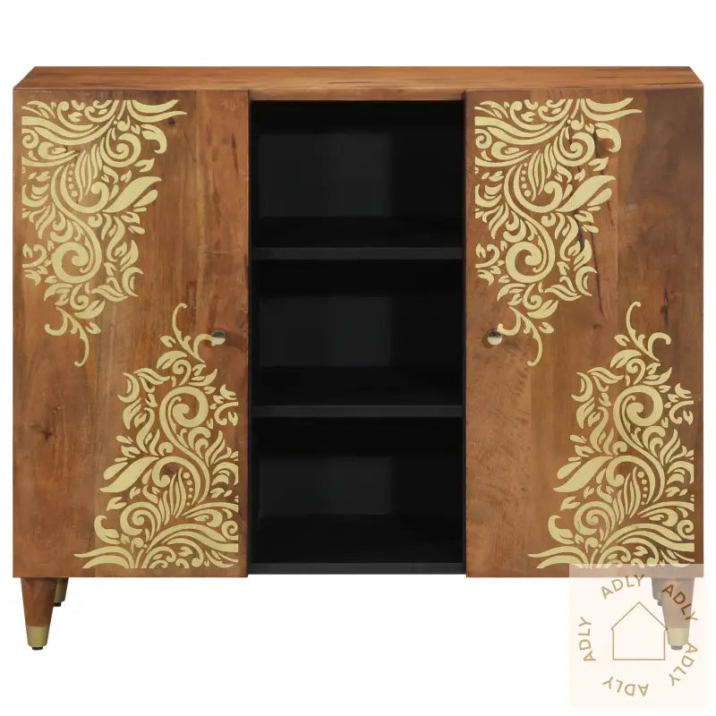 Sideboard 90X33X75 Cm Massivt Tre Mango