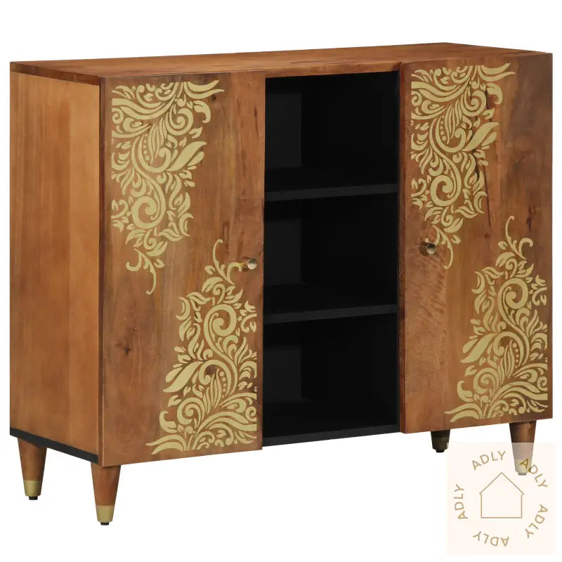 Sideboard 90X33X75 Cm Massivt Tre Mango