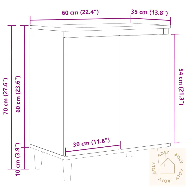 Sideboard I Svart Eik 60X35X70 Cm Laget Av Konstruert Tre