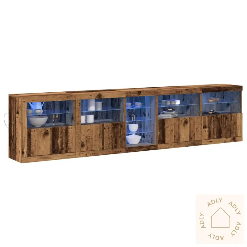 Sideboard Med Led Lys Gammelt Tre 283X37X67 Cm Ingeniørtre