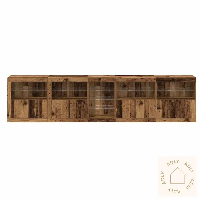 Sideboard Med Led Lys Gammelt Tre 283X37X67 Cm Ingeniørtre