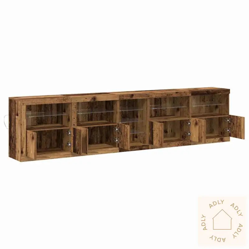Sideboard Med Led Lys Gammelt Tre 283X37X67 Cm Ingeniørtre