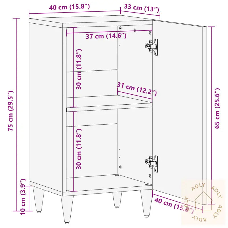Sideboard 40X33X75 Cm Solid Tre Mango