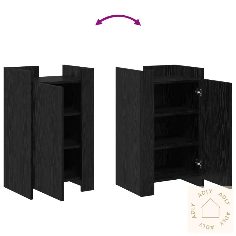Sideboard Svart Eik 45X35X75 Cm Konstruert Tre