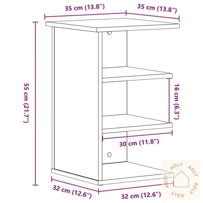 Side Cabinet Svart Eik 35X35X55 Cm Konstruert Tre