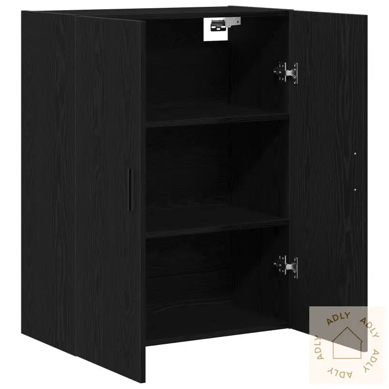 Vegghengtskap Svart Eik 69,5X34X90 Cm Laget Av Tre