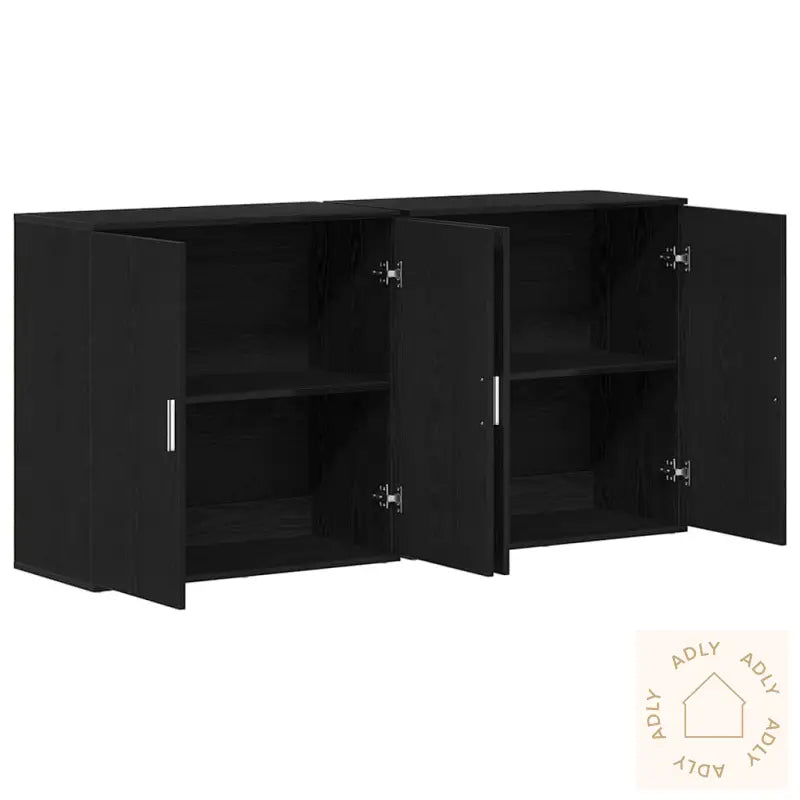 Sideboards 2 Stk Svart Eik 79X38X80 Cm Konstruert Tre