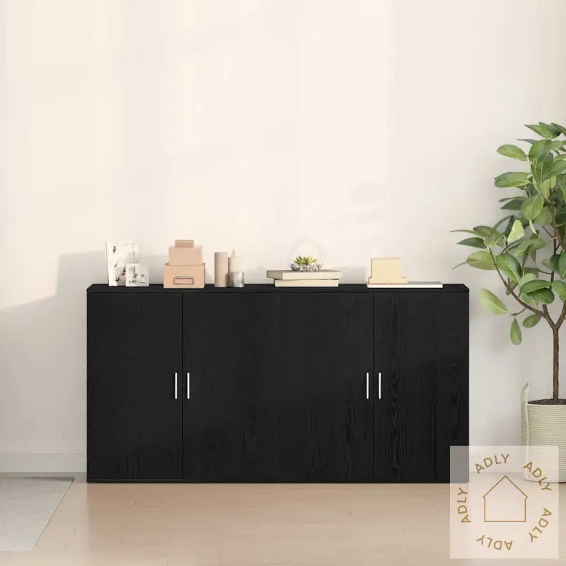 Sideboards 2 Stk Svart Eik 79X38X80 Cm Konstruert Tre