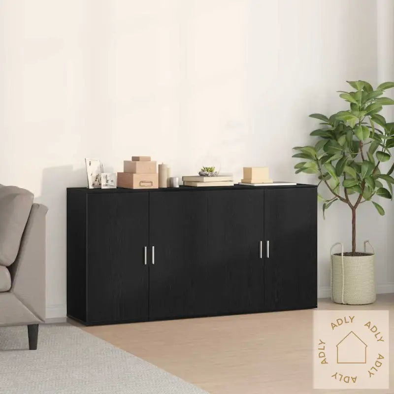 Sideboards 2 Stk Svart Eik 79X38X80 Cm Konstruert Tre