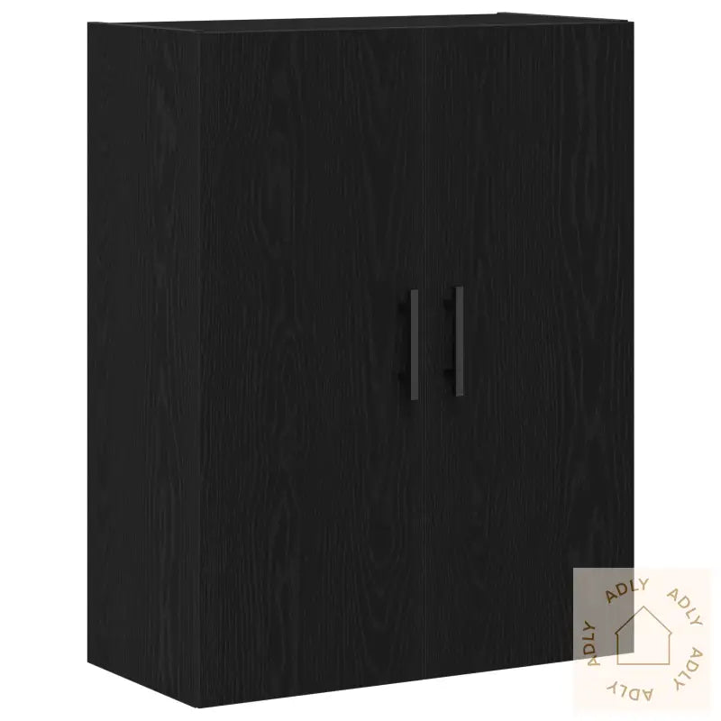 Veggmontert Skap Svart Eik 69,5X34X90 Cm Konstruert Tre