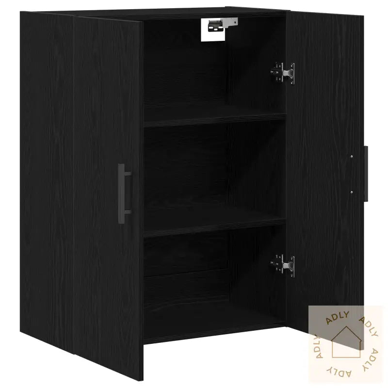 Veggmontert Skap Svart Eik 69,5X34X90 Cm Konstruert Tre