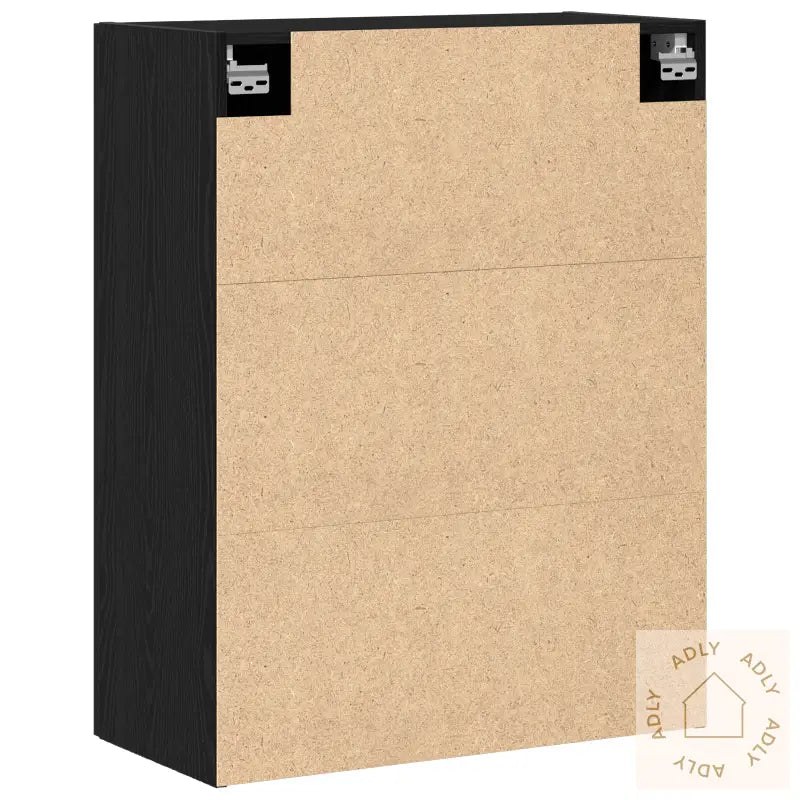 Veggmontert Skap Svart Eik 69,5X34X90 Cm Konstruert Tre