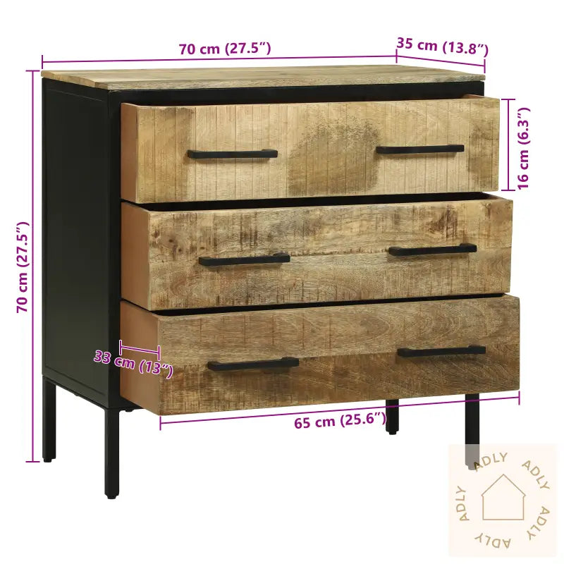 Sideboard 70X35X70 Cm Solid Rough Wood Mango