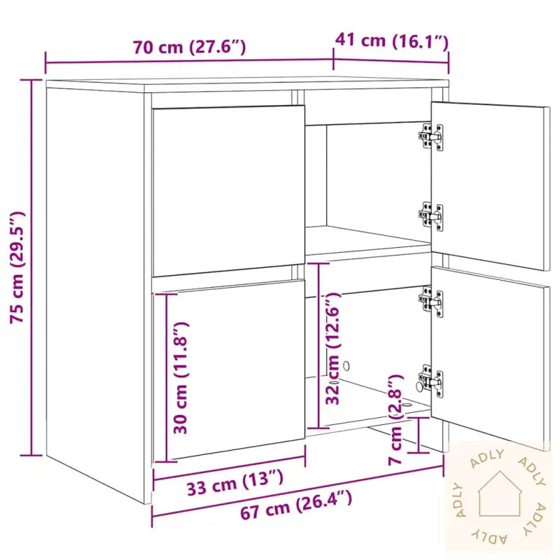 Skap Med Hylle Annet 3 Pcs Gammelt Tre 70 X 41 X 75 Cm Konstruert Tre