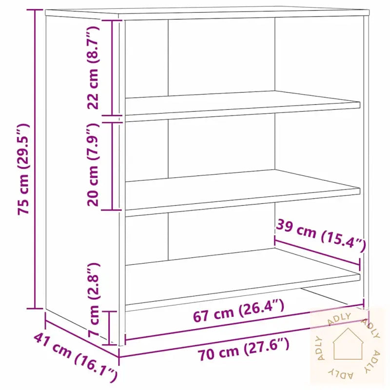 Skap Med Hylle Annet 3 Pcs Gammelt Tre 70 X 41 X 75 Cm Konstruert Tre