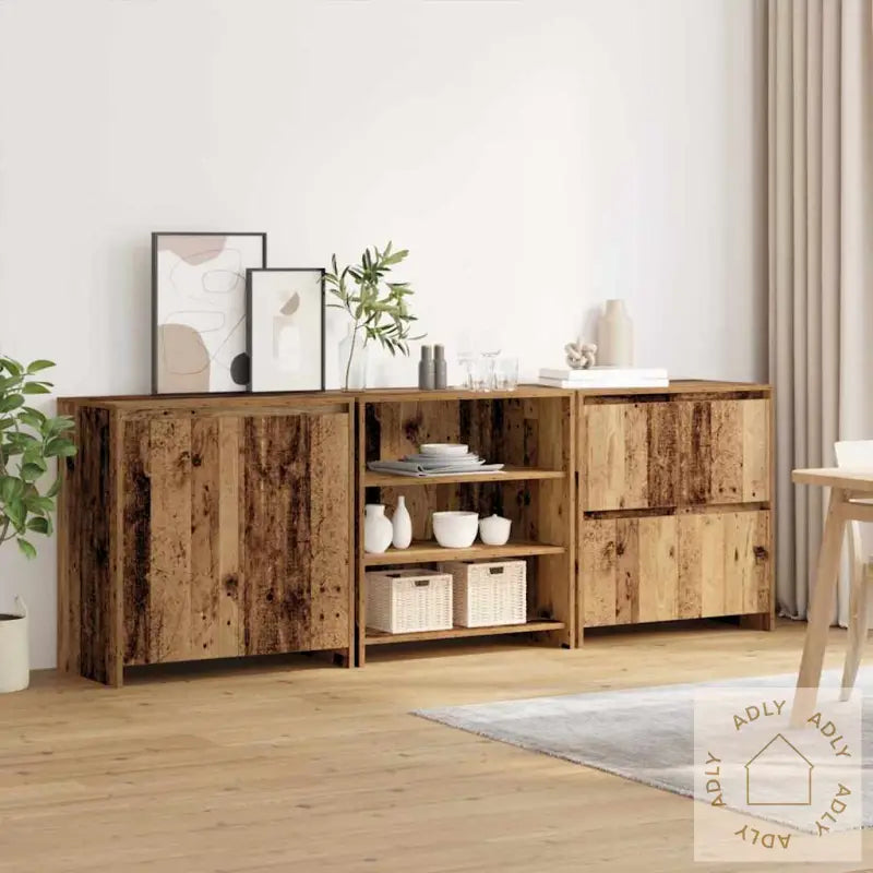 Skap Med Hylle Annet 3 Pcs Gammelt Tre 70 X 41 X 75 Cm Konstruert Tre