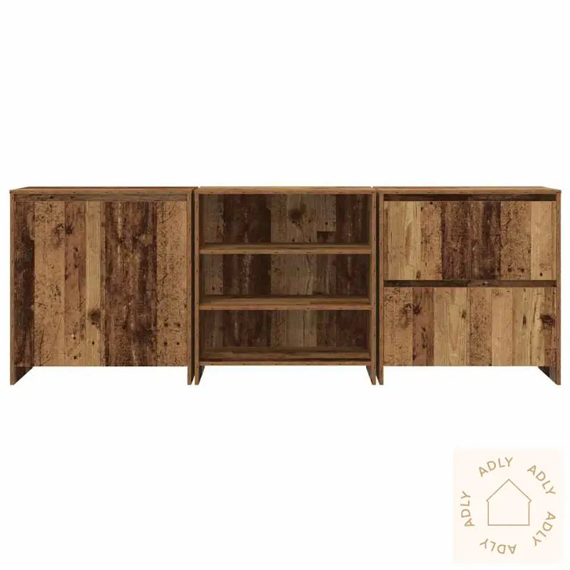 Skap Med Hylle Annet 3 Pcs Gammelt Tre 70 X 41 X 75 Cm Konstruert Tre