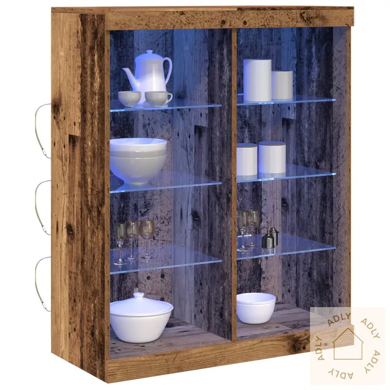 Skjenk Med Led Lys Gamle Tre 41X37X100 Cm
