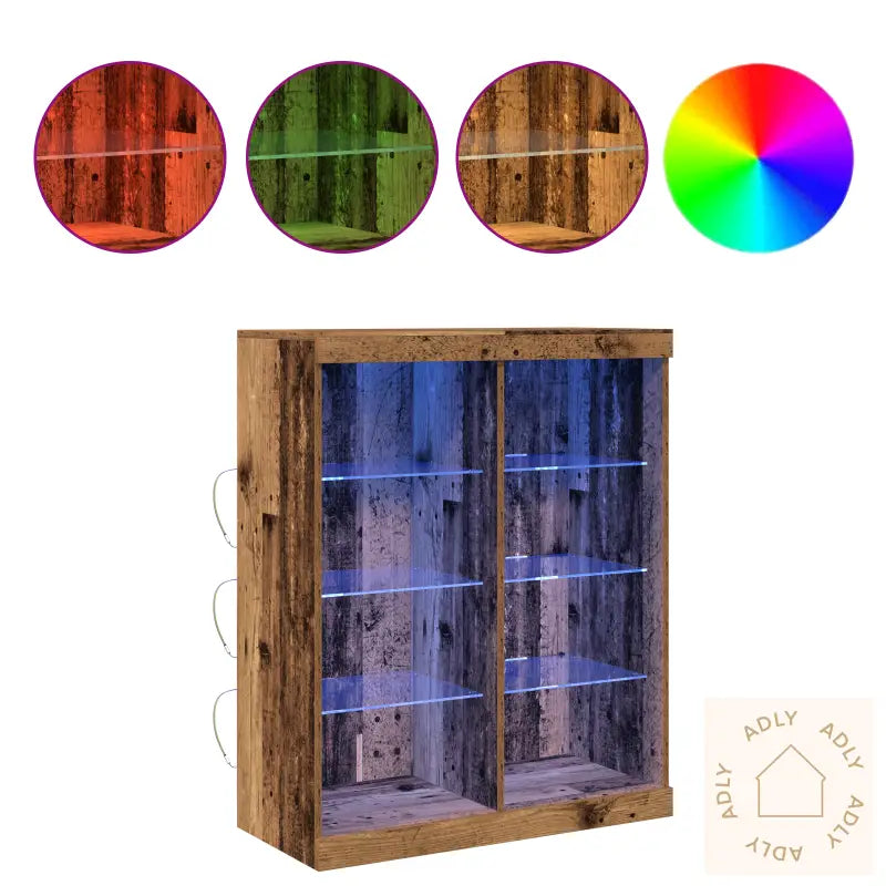Skjenk Med Led Lys Gamle Tre 41X37X100 Cm