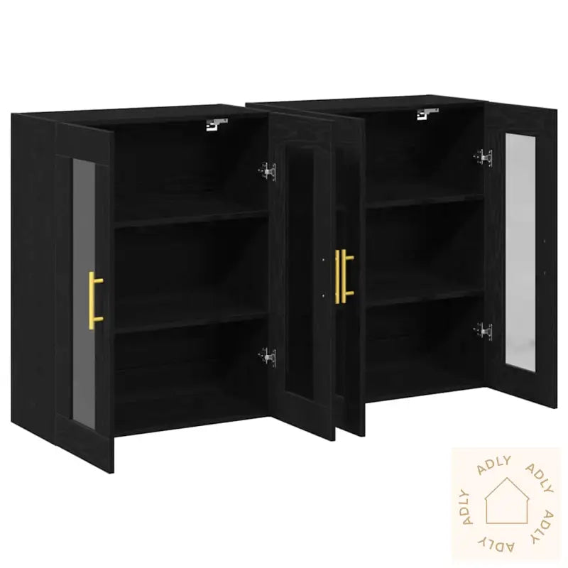 Vegghengte Skap 2 Stk Svart Eik 69,5 X 34 X 90 Cm Konstruert Tre